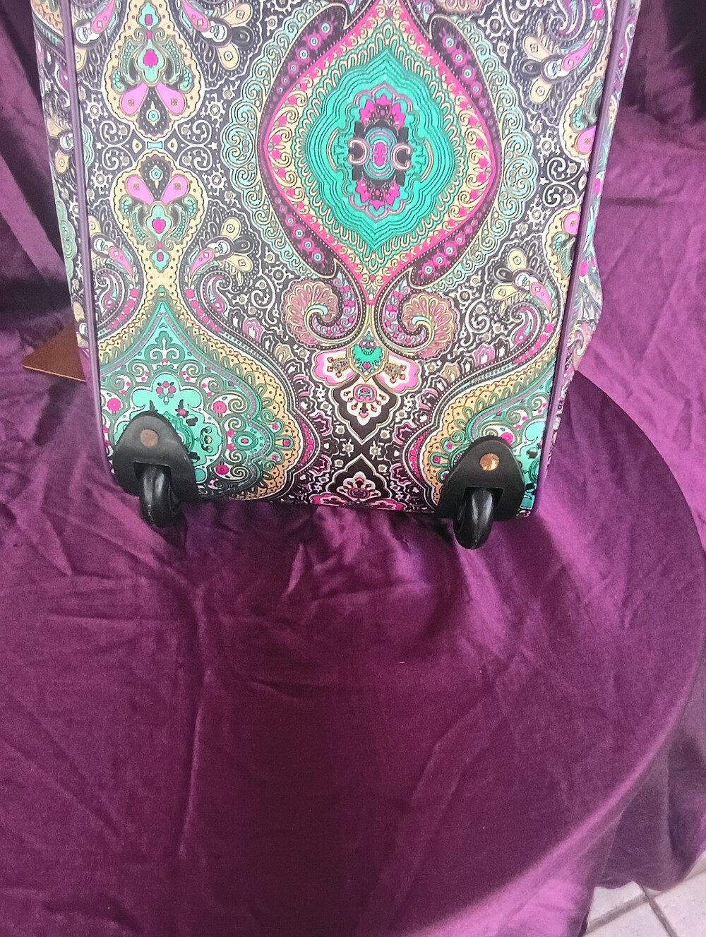 Kathy Van Zeeland Purple Paisley & Teal Roller Travel Tote💜🩵💜🩵 - Picture 9 of 15